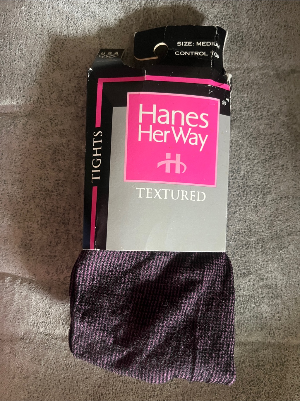 Nip Hanes Her Way Textured Tights In Black And Purple